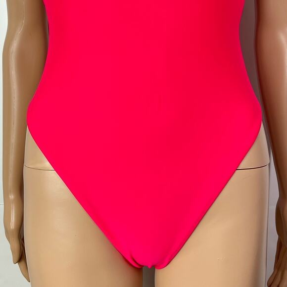 Aerie Super Scoop Pink Plunging Back One Piece Swimsuit - Picture 6 of 11